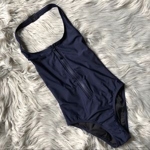 J. Crew Halter One Piece Swimsuit w/ Zipper Front